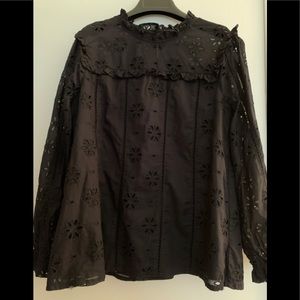 J Crew Eyelet Ruffled Blouse